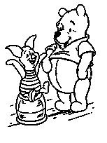 coloriage winnie et porcinet sur un pot de miel